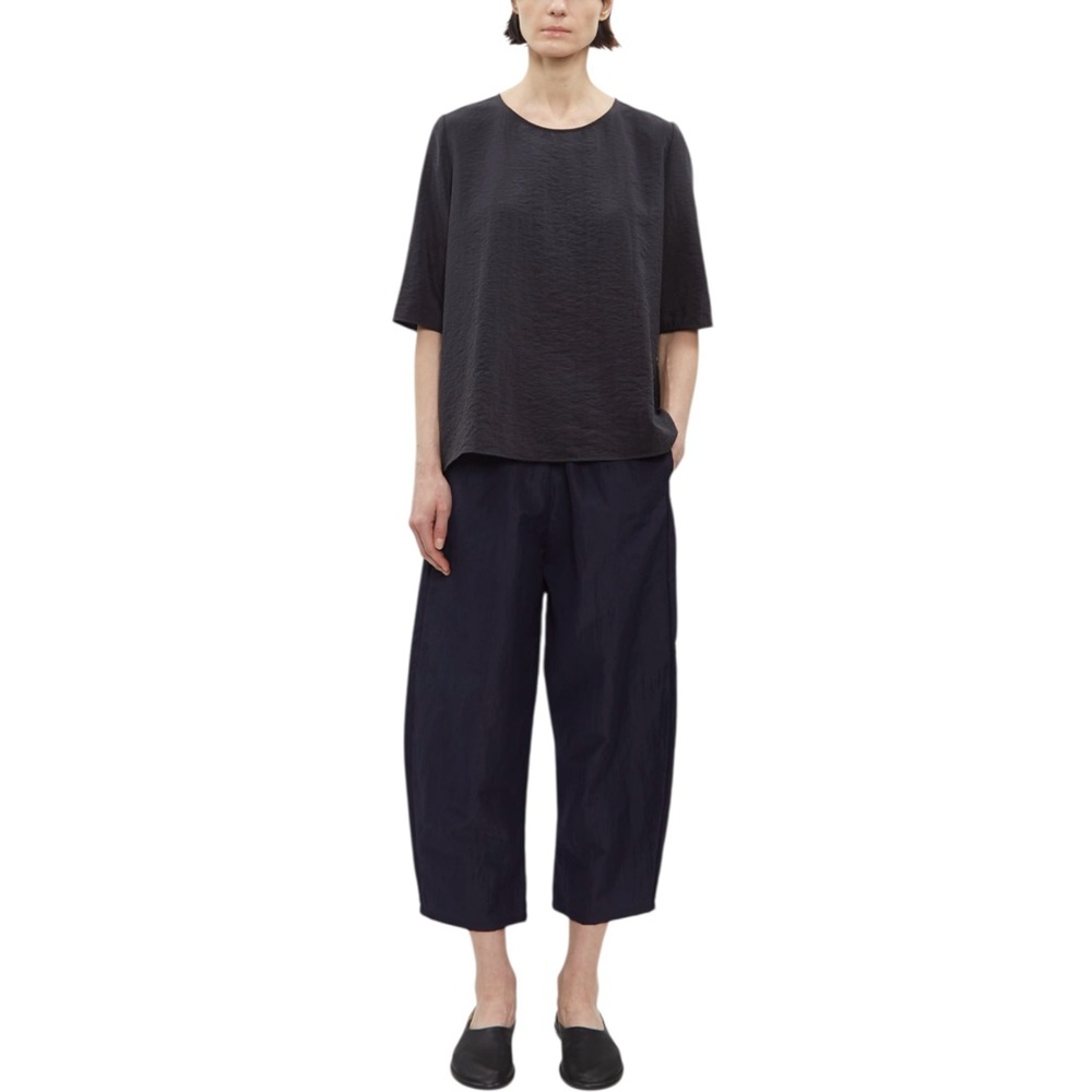 Bryn Walker Capri Pants. Linen Blend Elastic Waist. Lagenlook. Navy, Sz M NWT - Picture 9 of 12